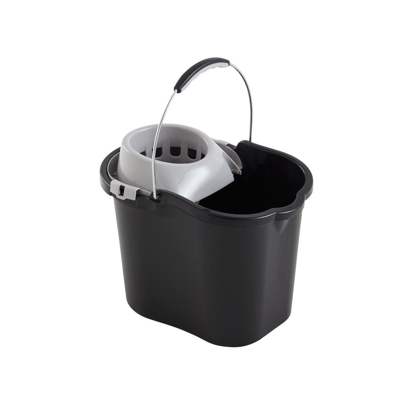 Cubo con Escurridor Asa Metálica Negro 16 L